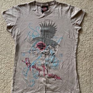 Women's Harley Davidson Graphic SS T-Shirt, Beige.